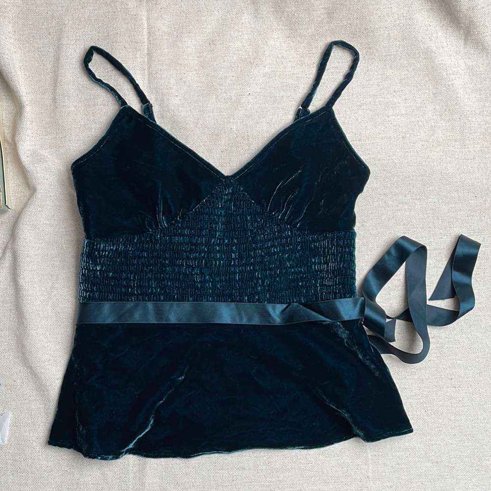 Banana Republic crushed blue velvet tank top 2P